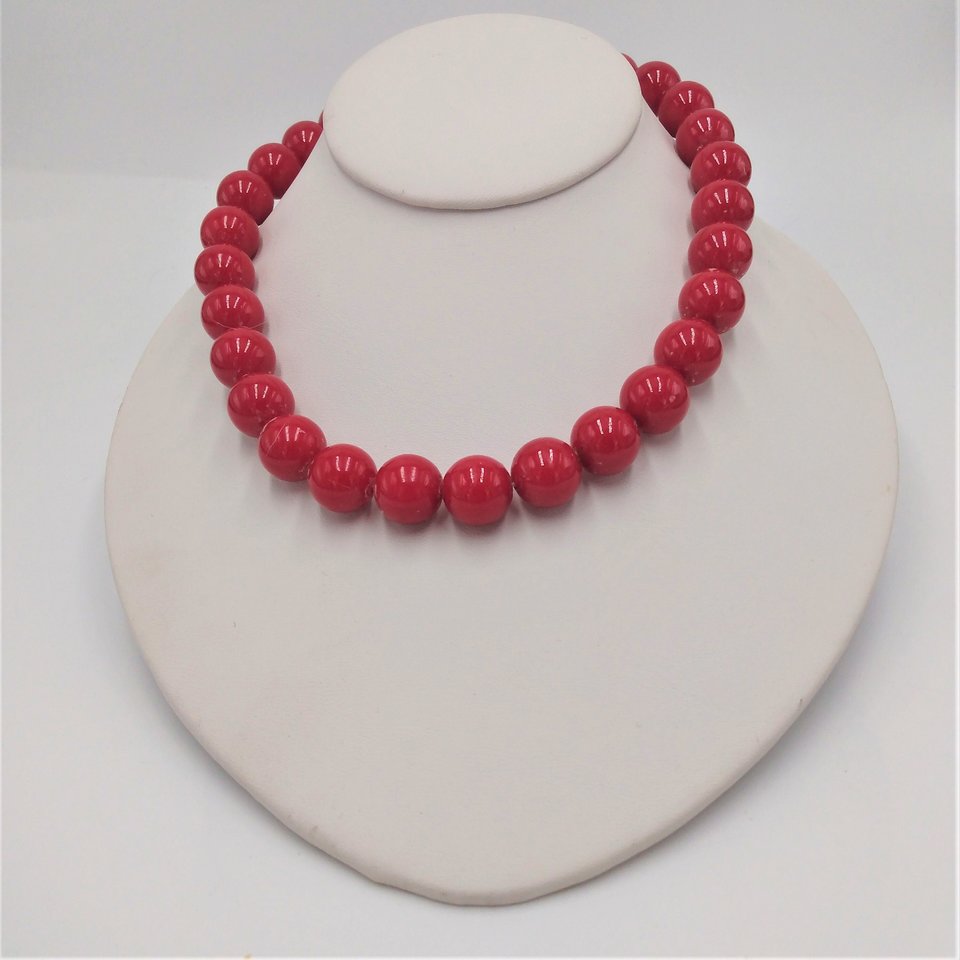 Sexy Vintage Candy Apple Red Gumball Size Beaded Choker Necklace