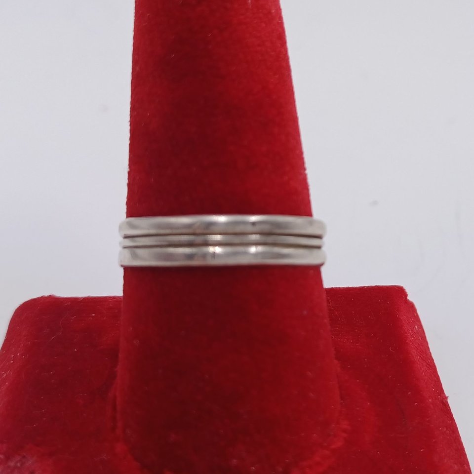 Vintage Simple Single Stripe Sterling Silver Band Unisex Ring, Size 10