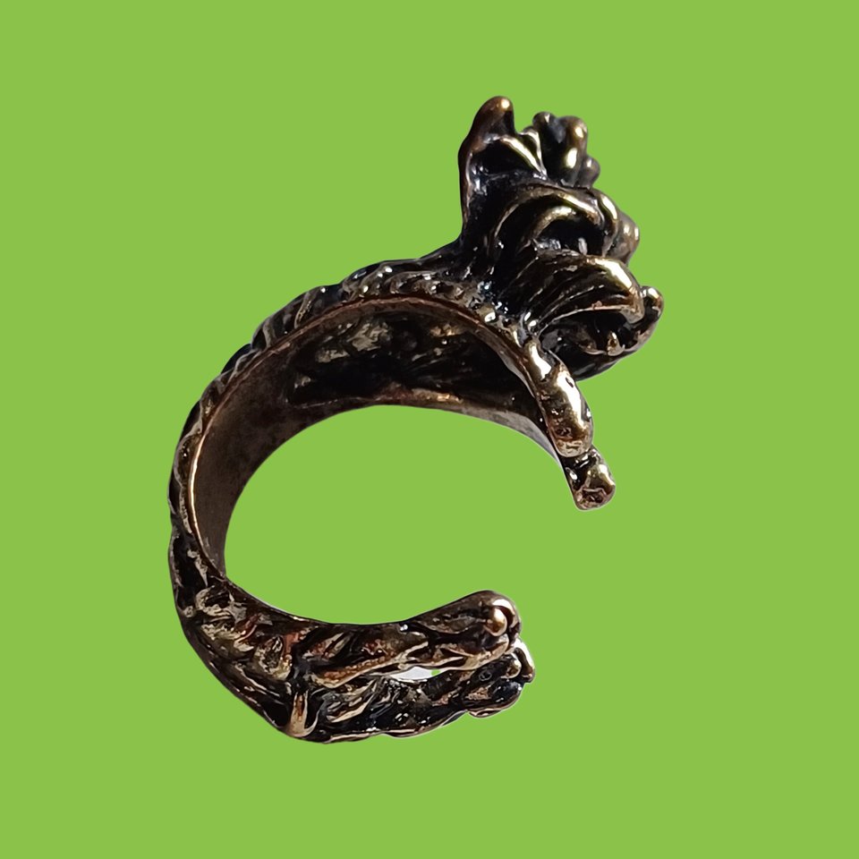 Vintage Brass Yorkshire Terrier Dog Wrap Around Ring, Size 6.25, Super Cute!! Dog Lover Gift