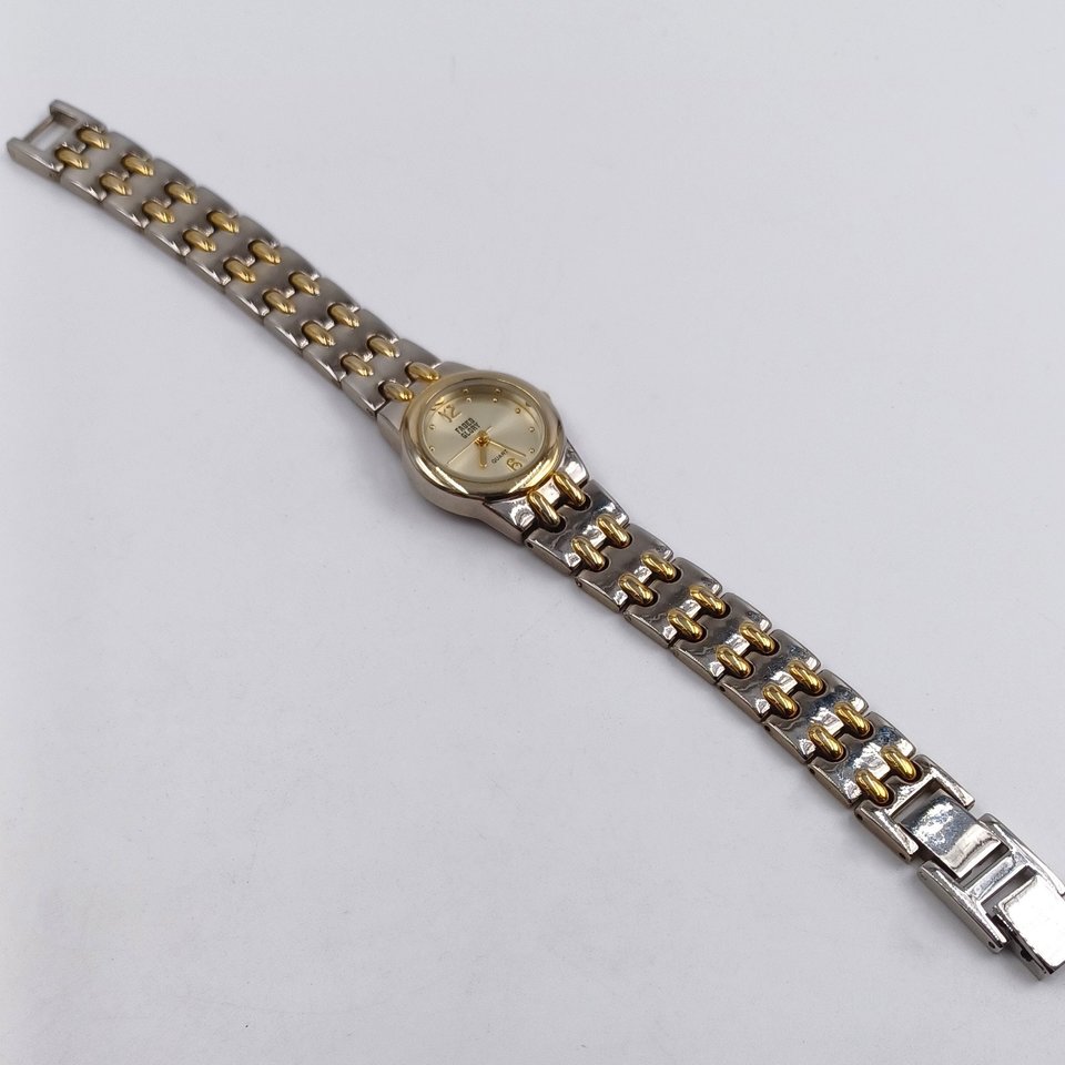 Faded Glory, Two Toned Metal Link Quartz Ladies Wrist Watch, New Battery Runs