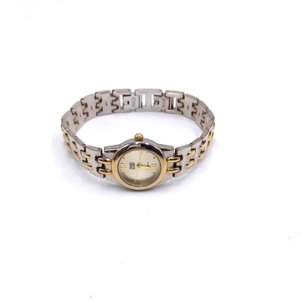 Faded Glory, Two Toned Metal Link Quartz Ladies Wrist Watch, New Battery Runs