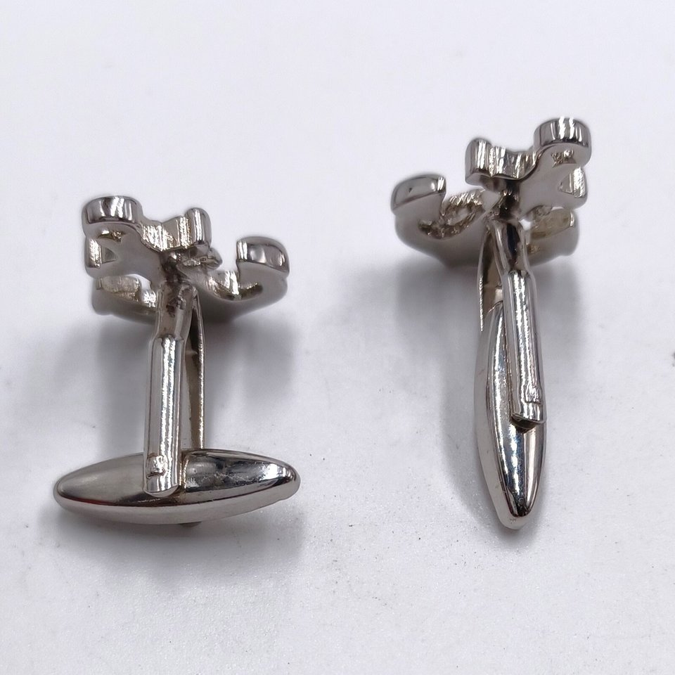 Silver Tone Anchor Cufflinks