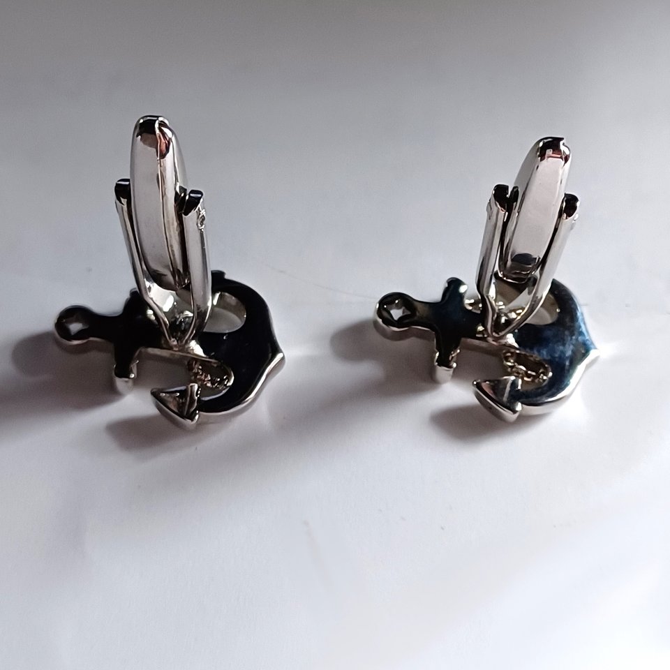 Silver Tone Anchor Cufflinks