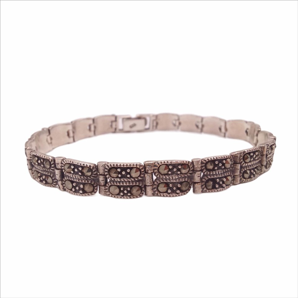 Sterling Silver and Marcasite Art Deco Link Bracelet