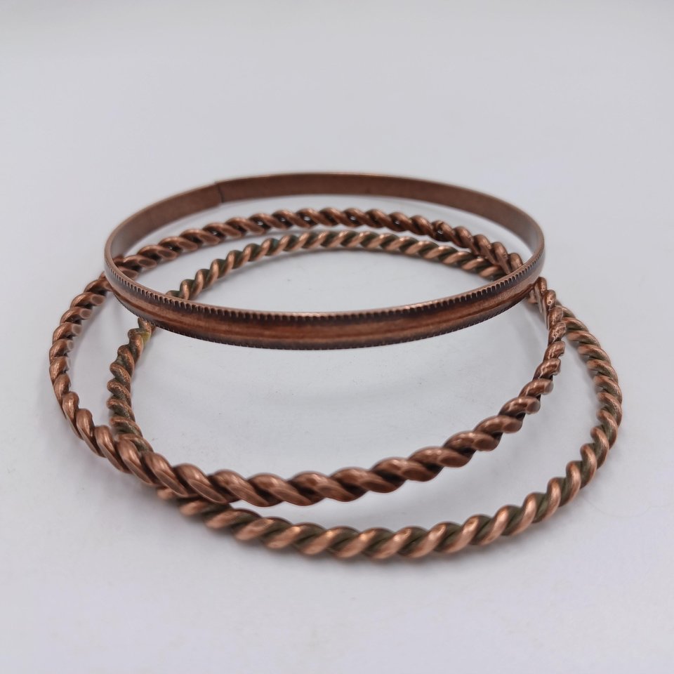Vintage Copper Bangles Collection of 5 Bracelets, Earthy Southwestern Bangles