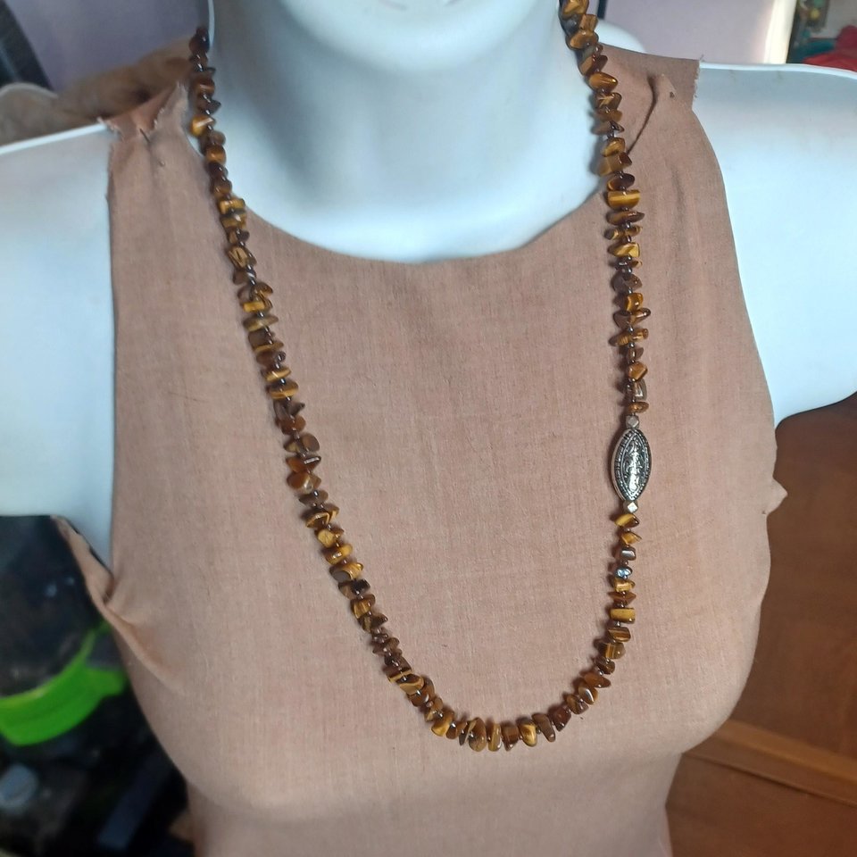 Vintage Natural Tiger's Eye Polished Chips Beaded Necklace
