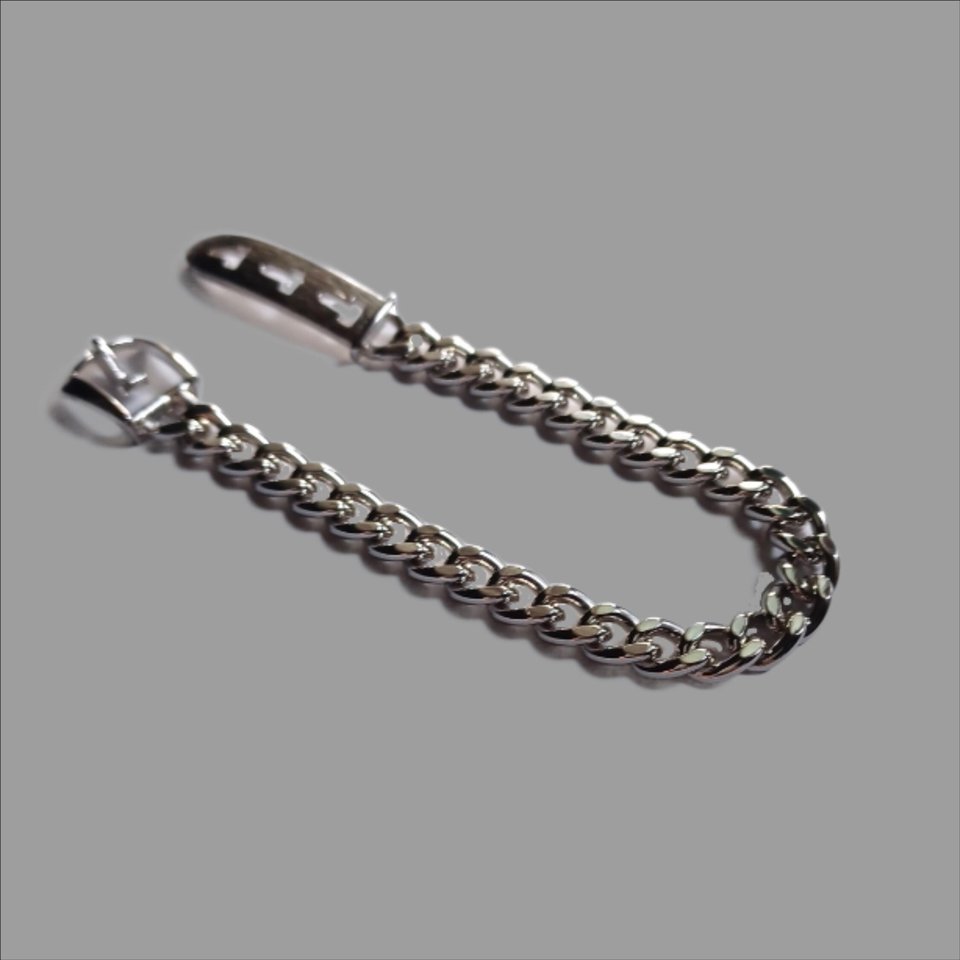 Avon Silver Tone Heavy Curb Chain Bracelet with Buckle Closure