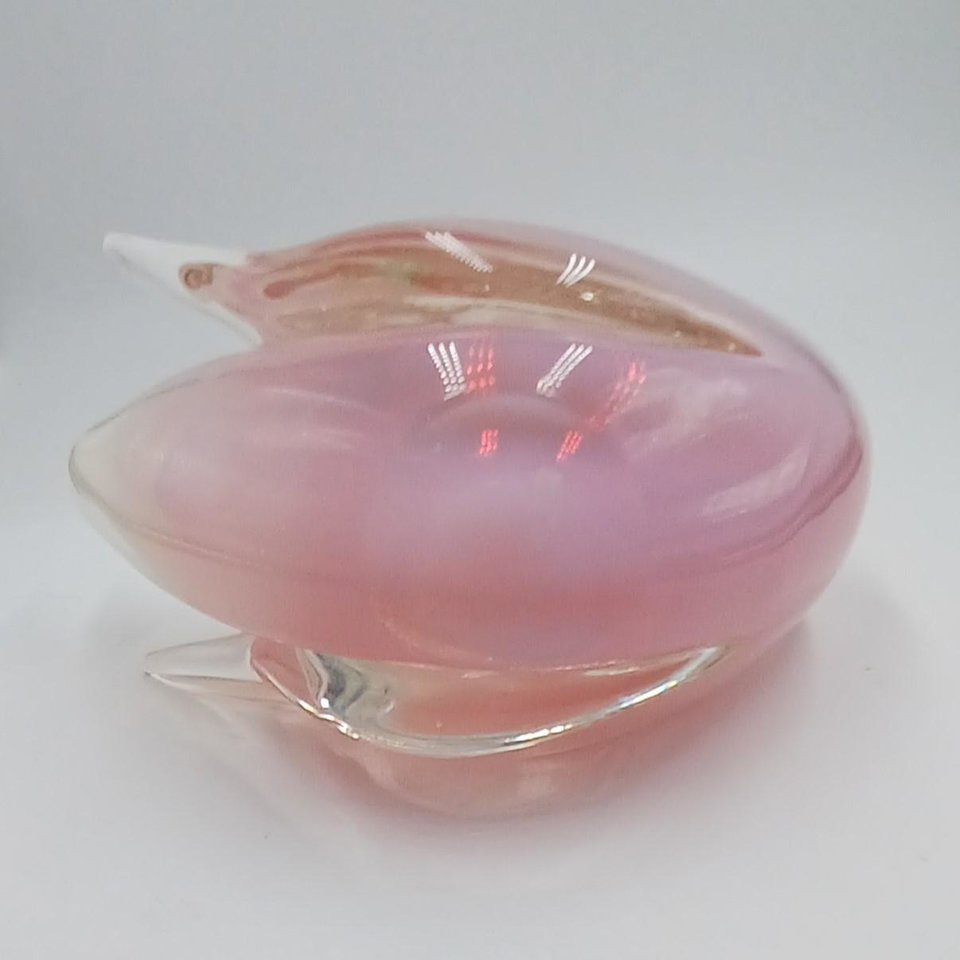 Murano Style Hand Blown Art Glass Swan, Large Vintage Glass Decor