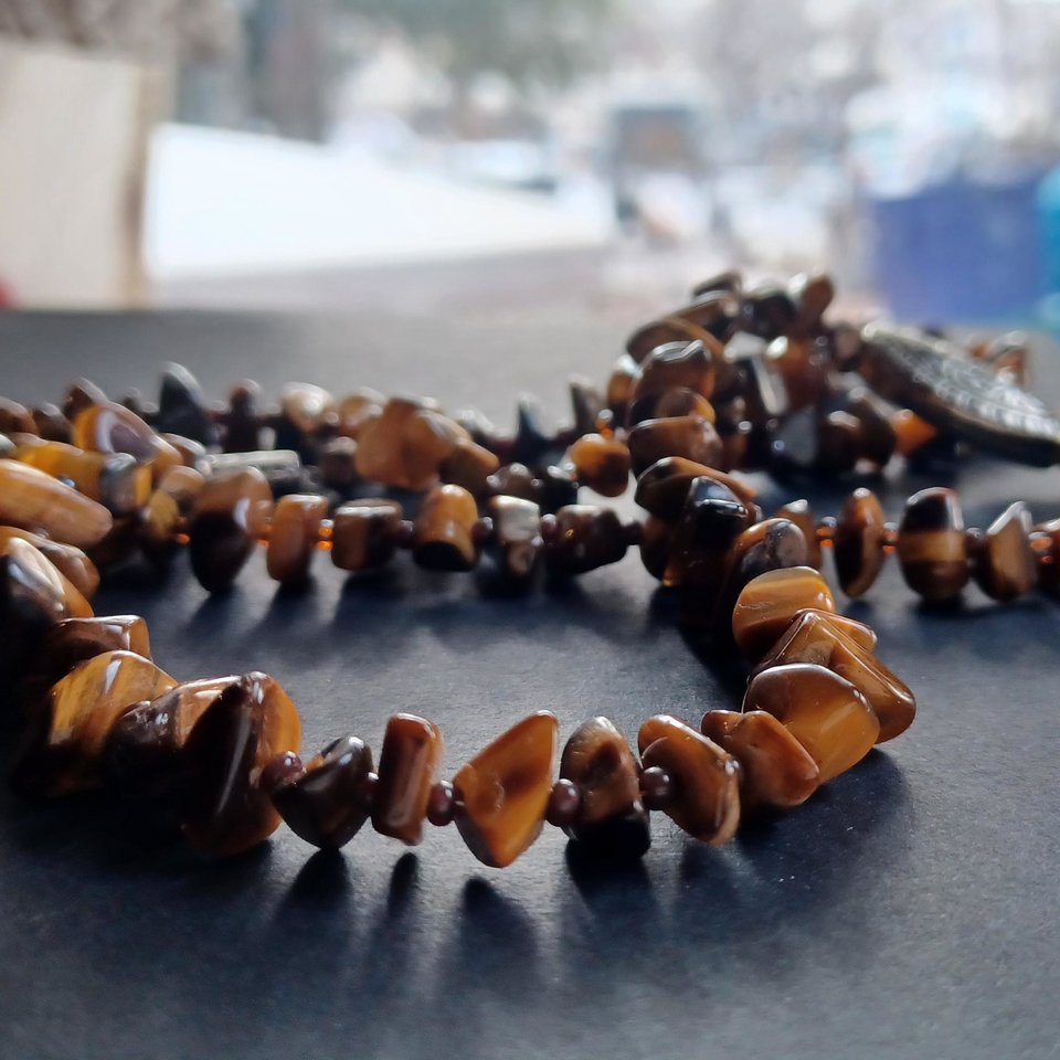 Vintage Natural Tiger's Eye Polished Chips Beaded Necklace