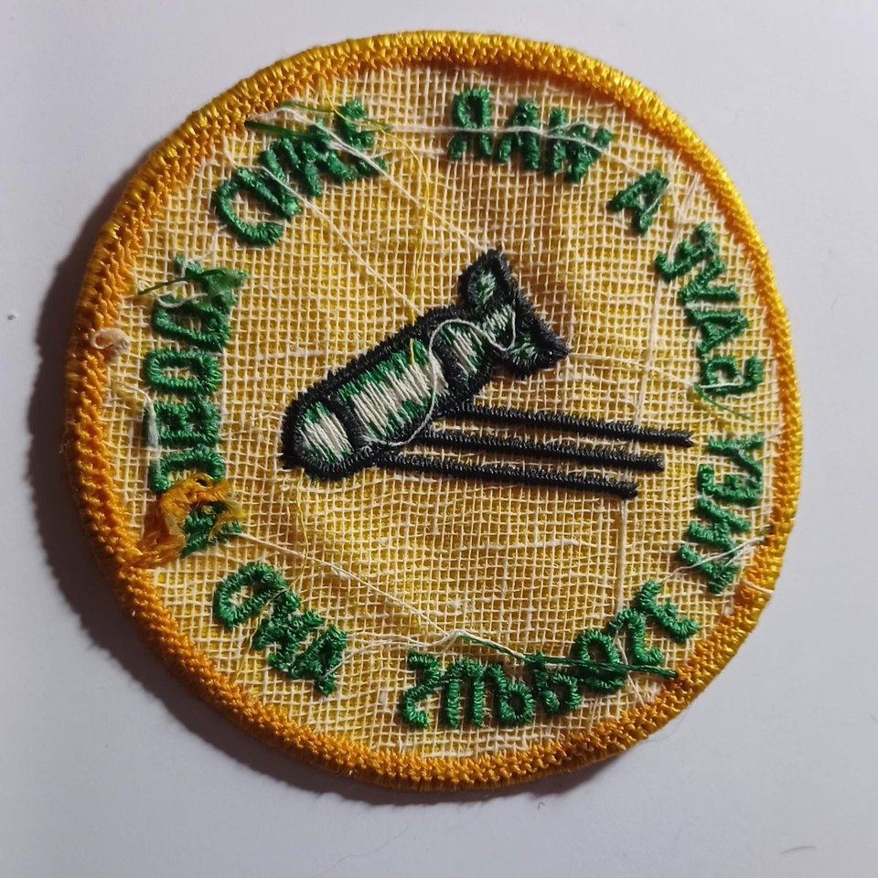 Vintage 1960s  Gave War Nobody Came Patch Yellow with Green Print