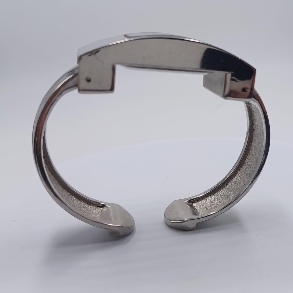Vintage Princess Silver Tone and Pink Clamper Bracelet Wrist Watch,