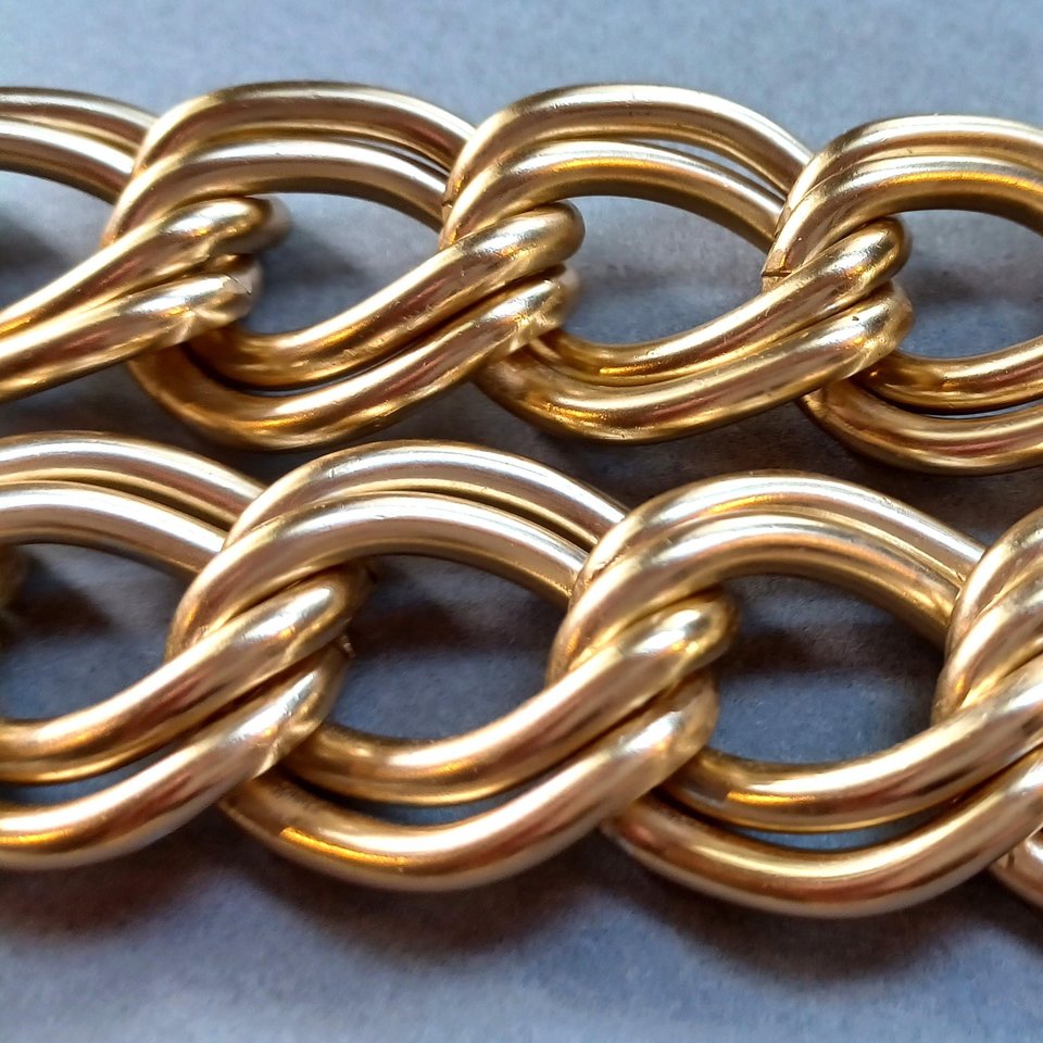 Vintage Large Matte Gold Tone Double Link Toggle Statement Necklace