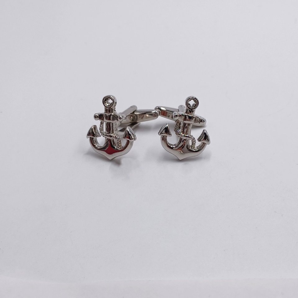 Silver Tone Anchor Cufflinks