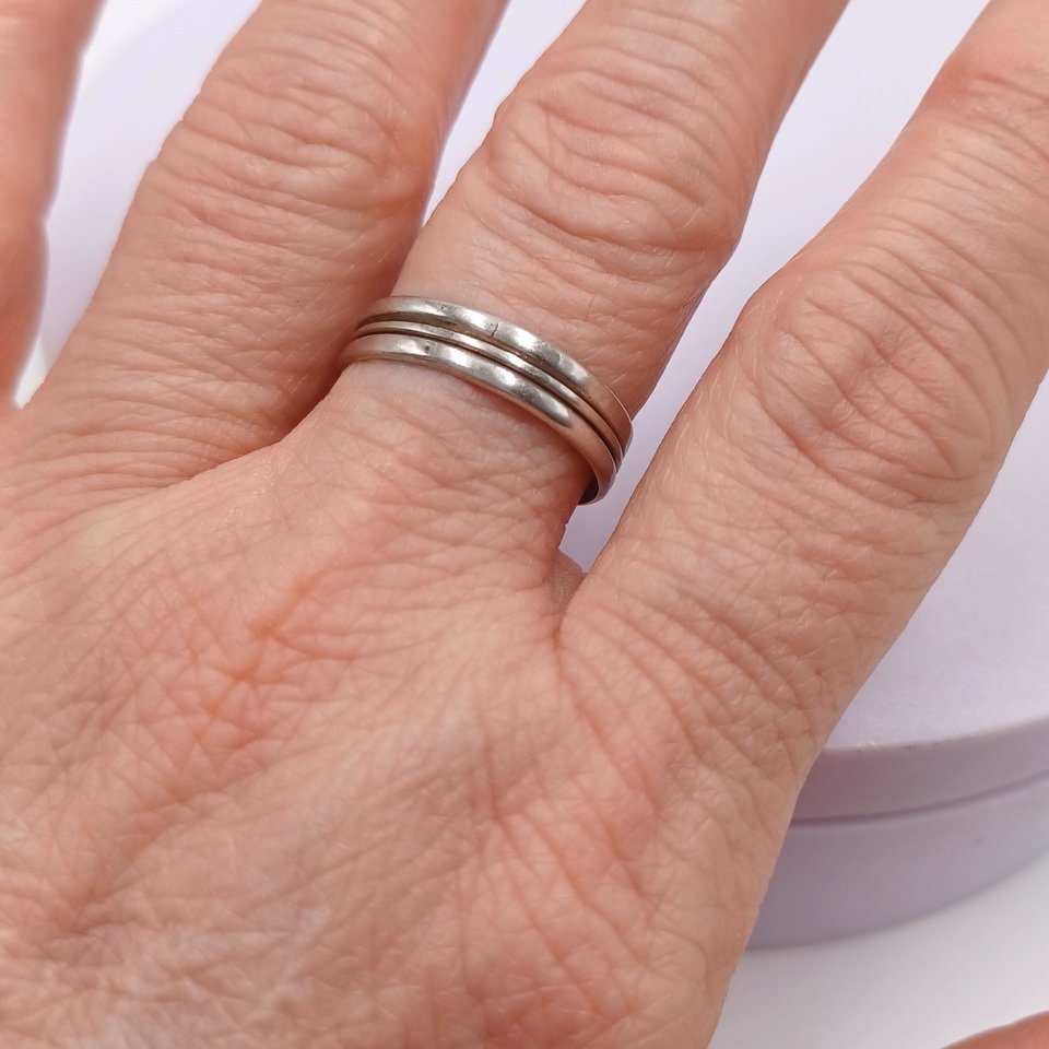Vintage Simple Single Stripe Sterling Silver Band Unisex Ring, Size 10
