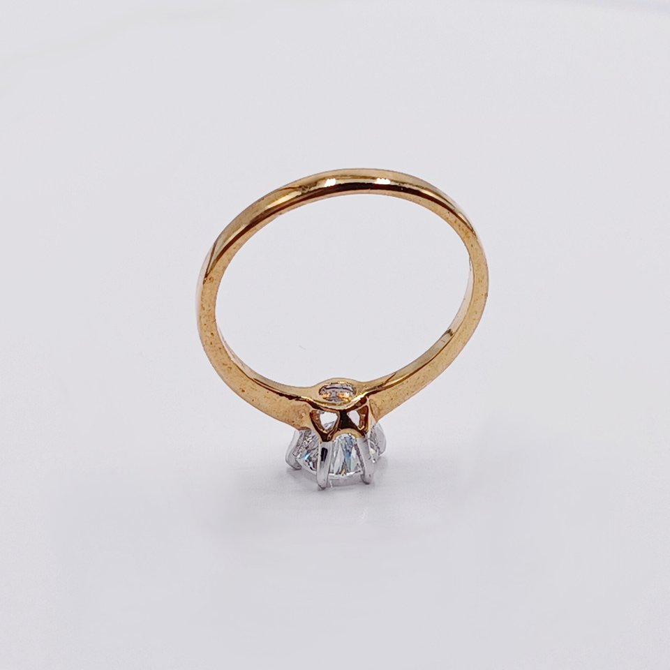 18K Gold Plated Medium 1 Carat Cubic Zirconia Solitaire Engagement Ring, Size 7