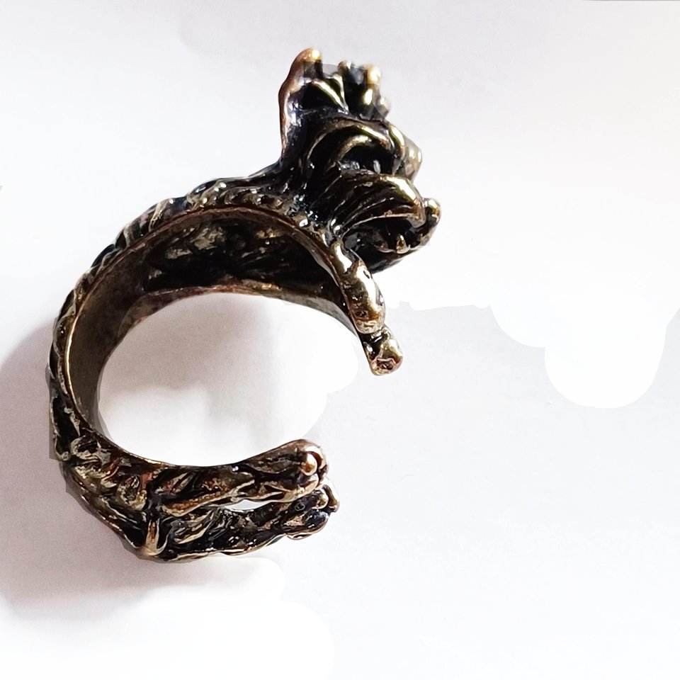 Vintage Brass Yorkshire Terrier Dog Wrap Around Ring, Size 6.25, Super Cute!! Dog Lover Gift