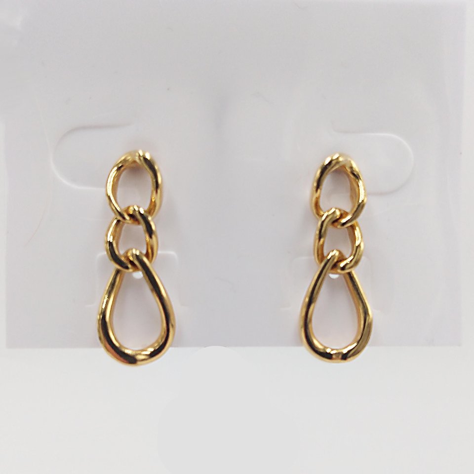 MONET Gold Tone Twisted Link Dangle Earrings, with original signed pushbacks