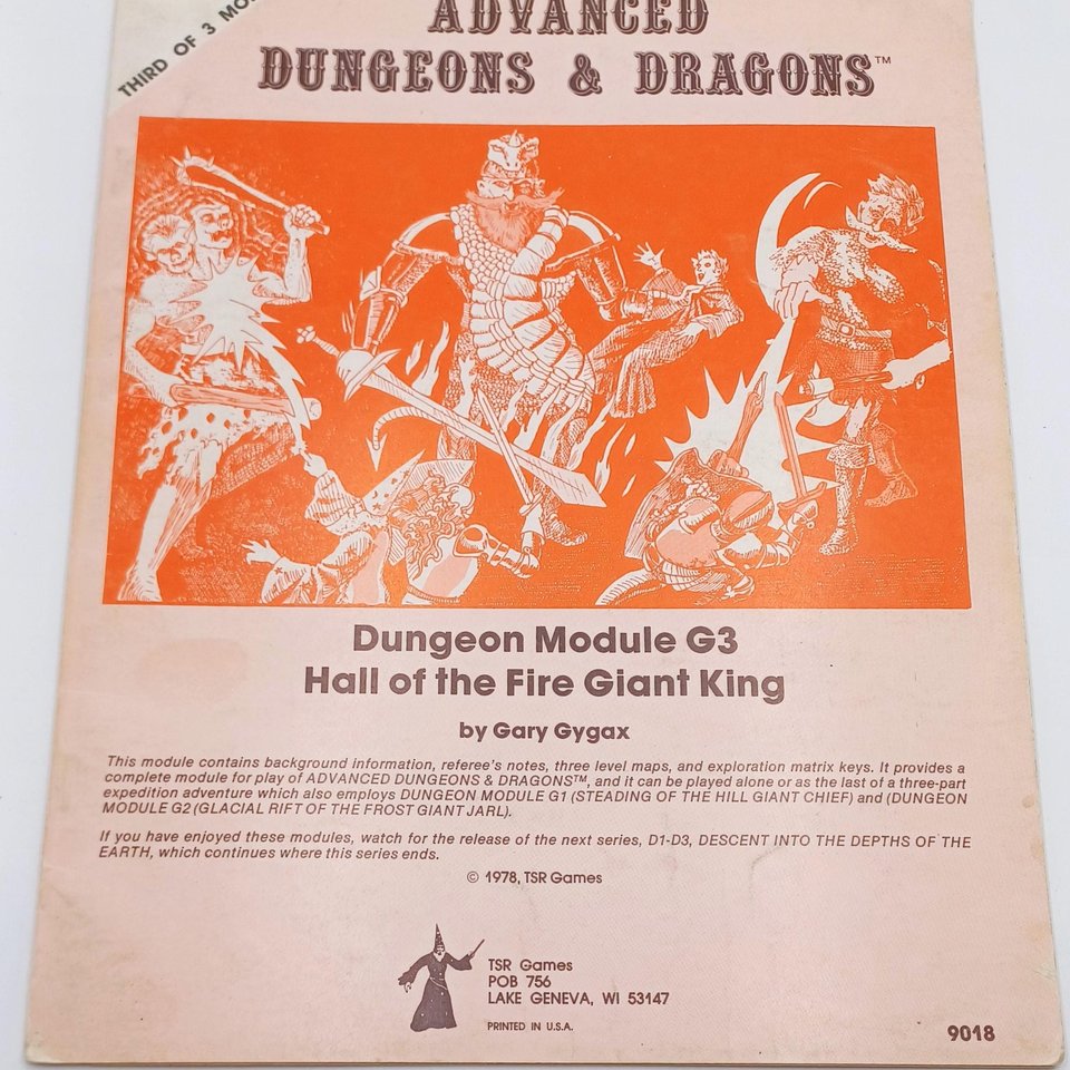 Advanced Dungeons and Dragons Module G3, 1978, Hall of the Fire Giant King
