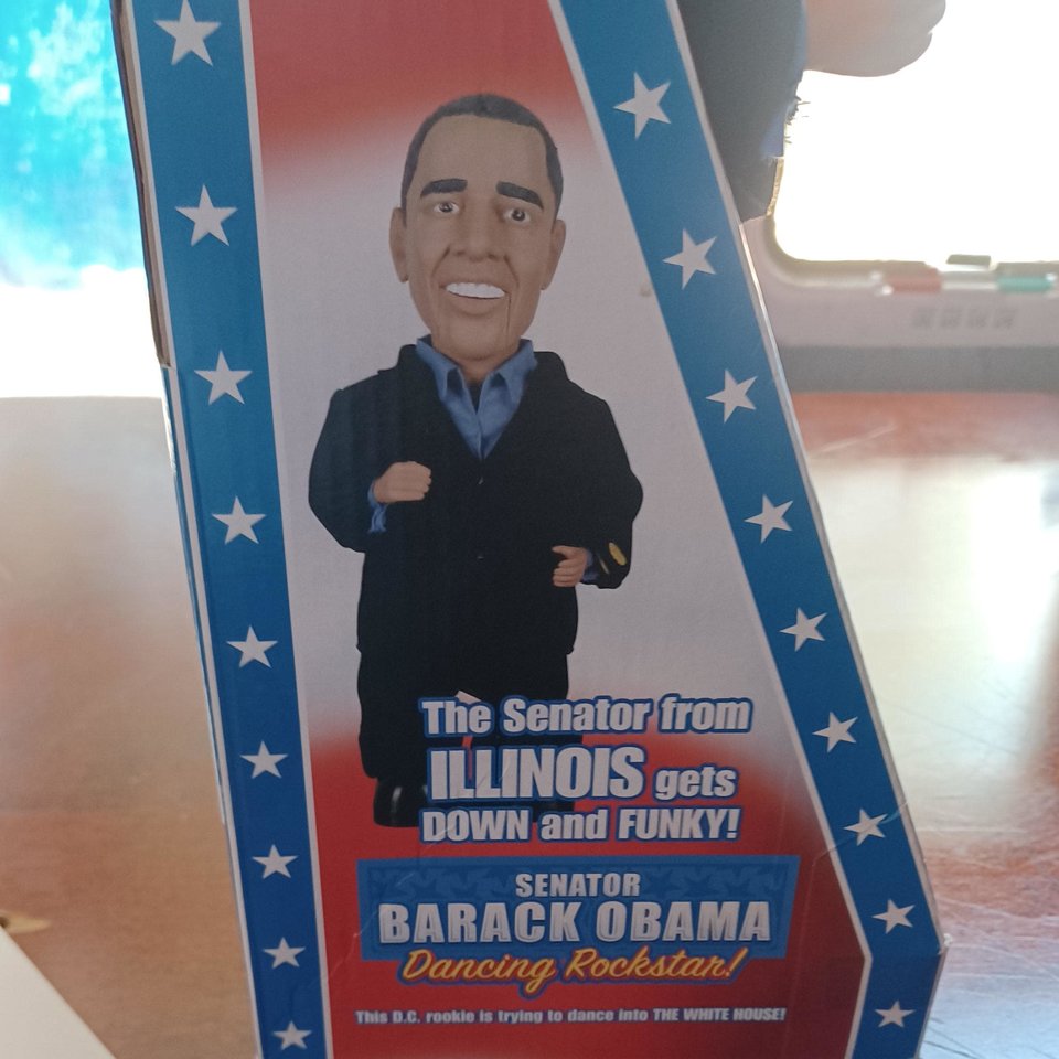 Vintage Senator Barack Obama Dancing Rockstar, Fun Singing Character Ex President Doll, New in Box