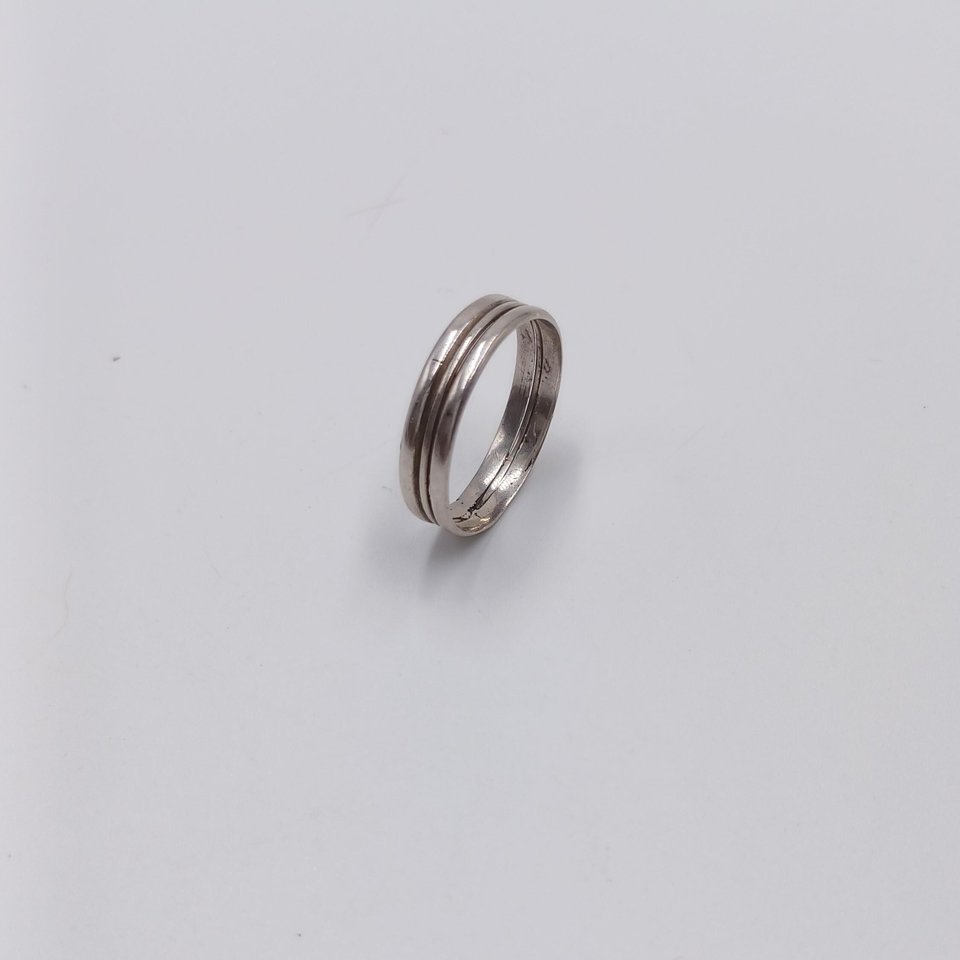 Vintage Simple Single Stripe Sterling Silver Band Unisex Ring, Size 10