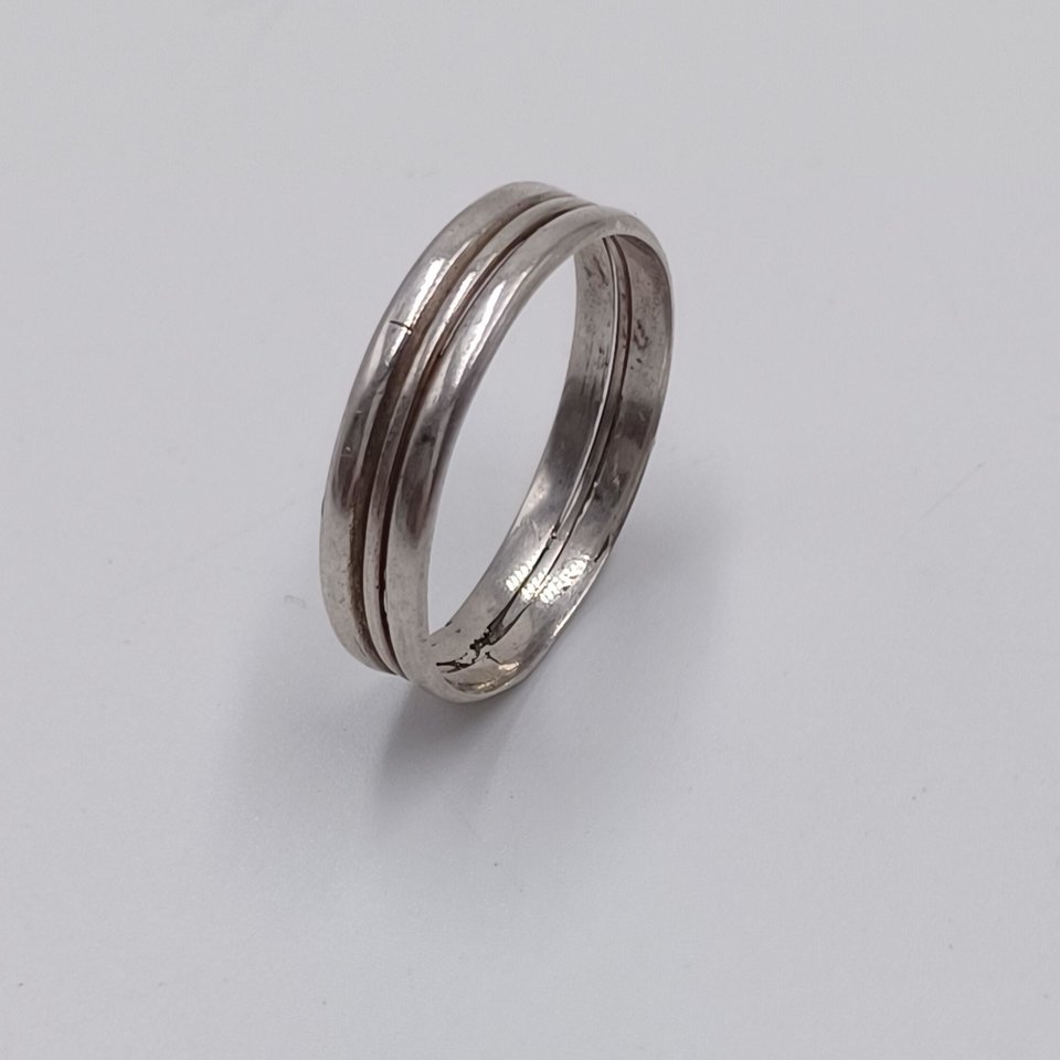 Vintage Simple Single Stripe Sterling Silver Band Unisex Ring, Size 10