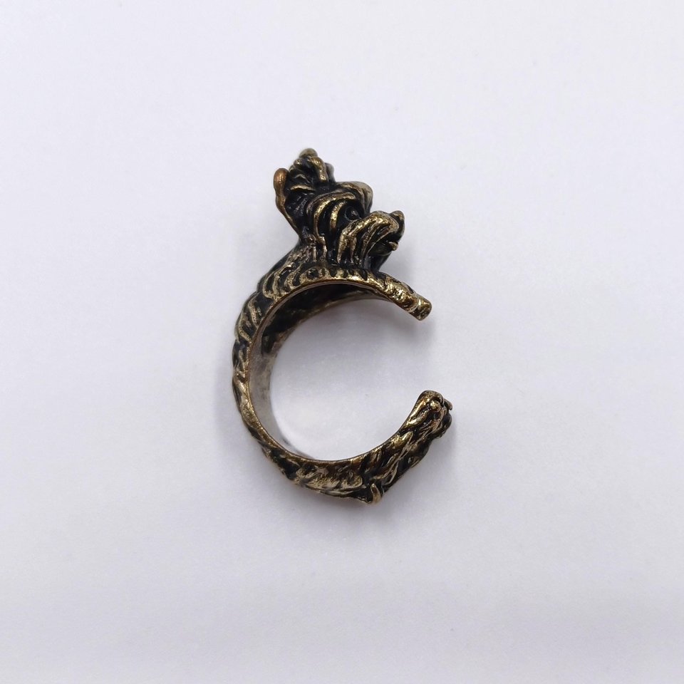 Vintage Brass Yorkshire Terrier Dog Wrap Around Ring, Size 6.25, Super Cute!! Dog Lover Gift