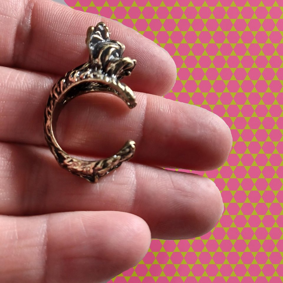 Vintage Brass Yorkshire Terrier Dog Wrap Around Ring, Size 6.25, Super Cute!! Dog Lover Gift
