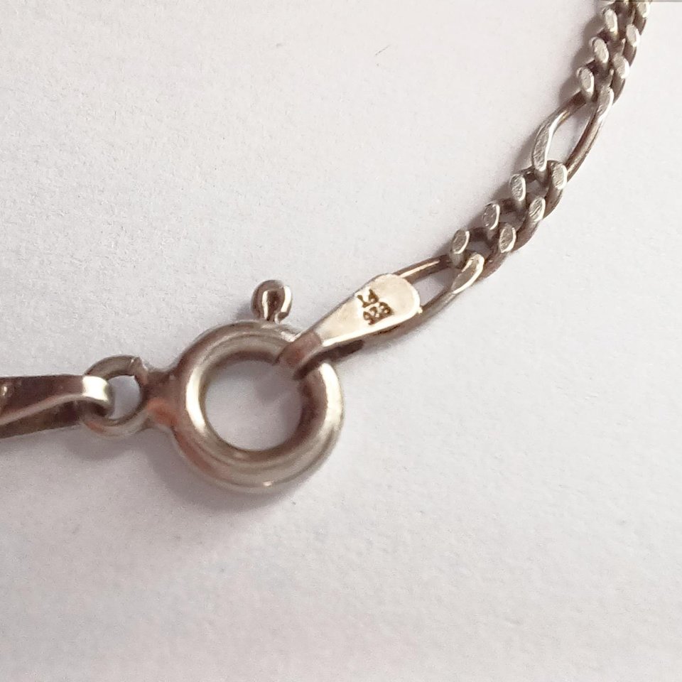 Vintage Sterling Silver 2.2mm Figaro Chain Bracelet for Women, Gift for Her