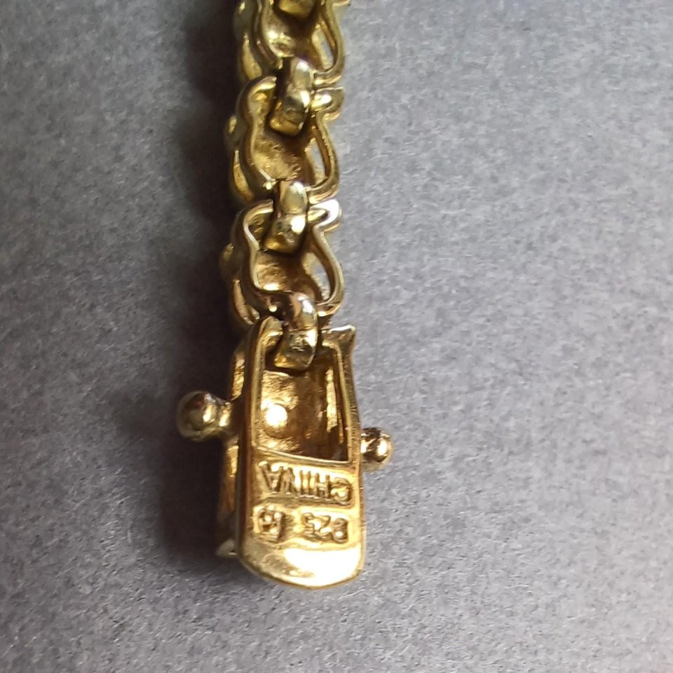 Ross Simmons Vermeil Link Tennis Bracelet with Heart Charm, Gold Over Sterling, Gift for Her