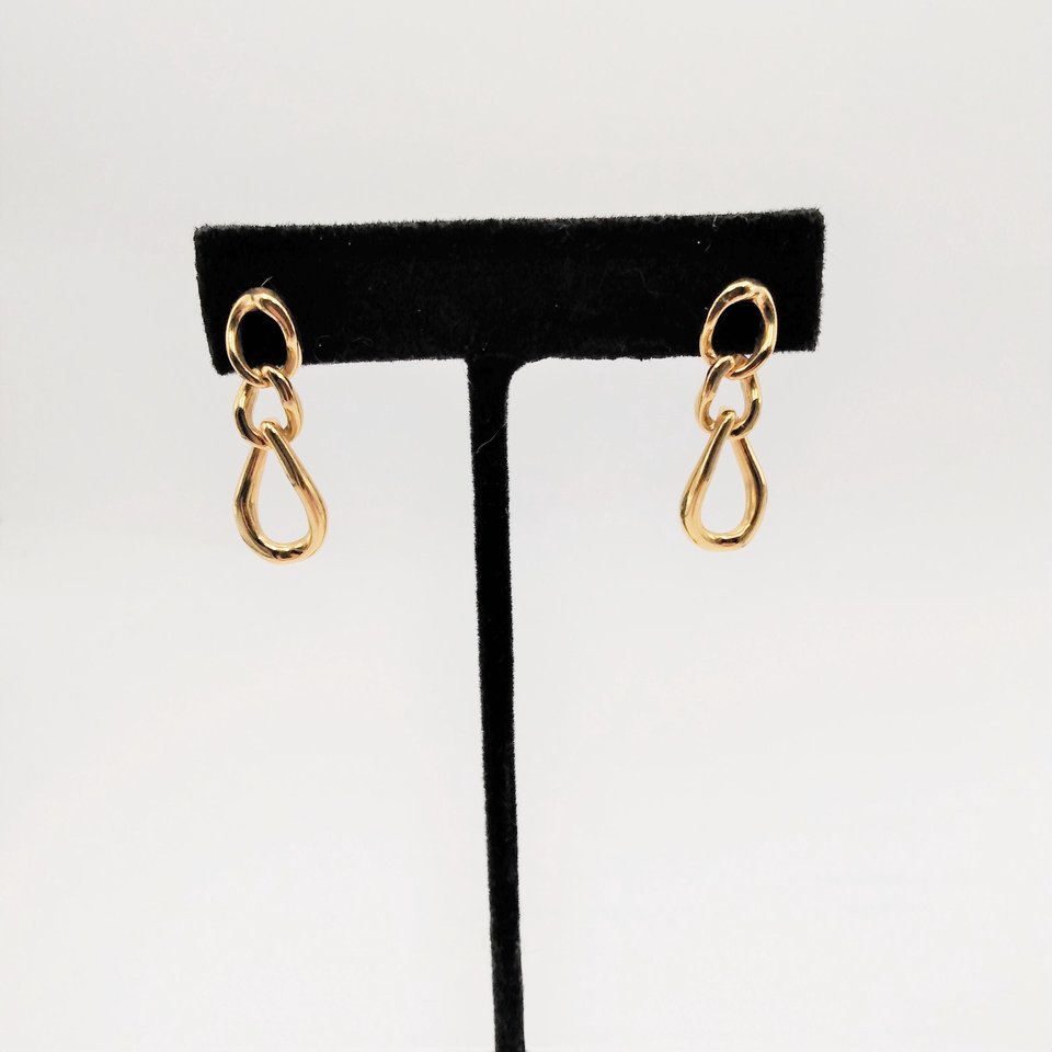 MONET Gold Tone Twisted Link Dangle Earrings, with original signed pushbacks