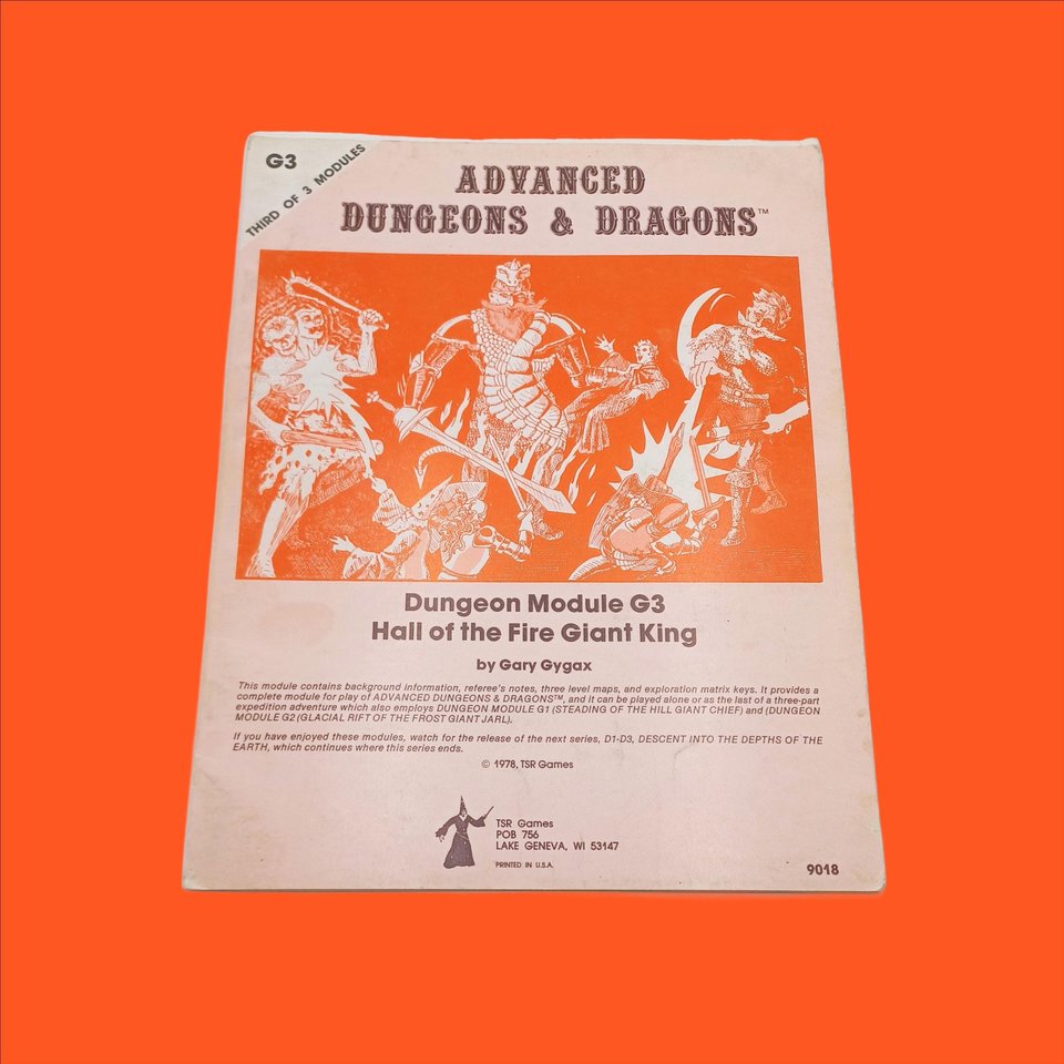 Advanced Dungeons and Dragons Module G3, 1978, Hall of the Fire Giant King