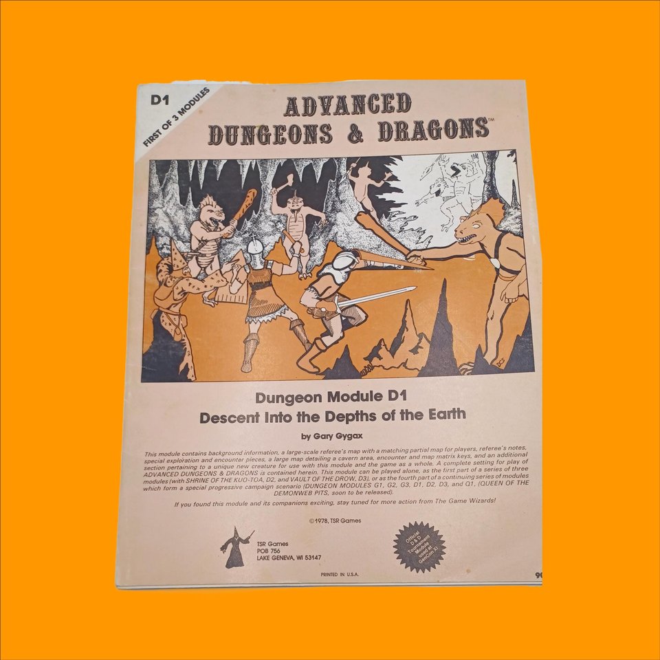 Advanced Dungeons and Dragons Module D1, 1978, Descent into the Depths of the Earth