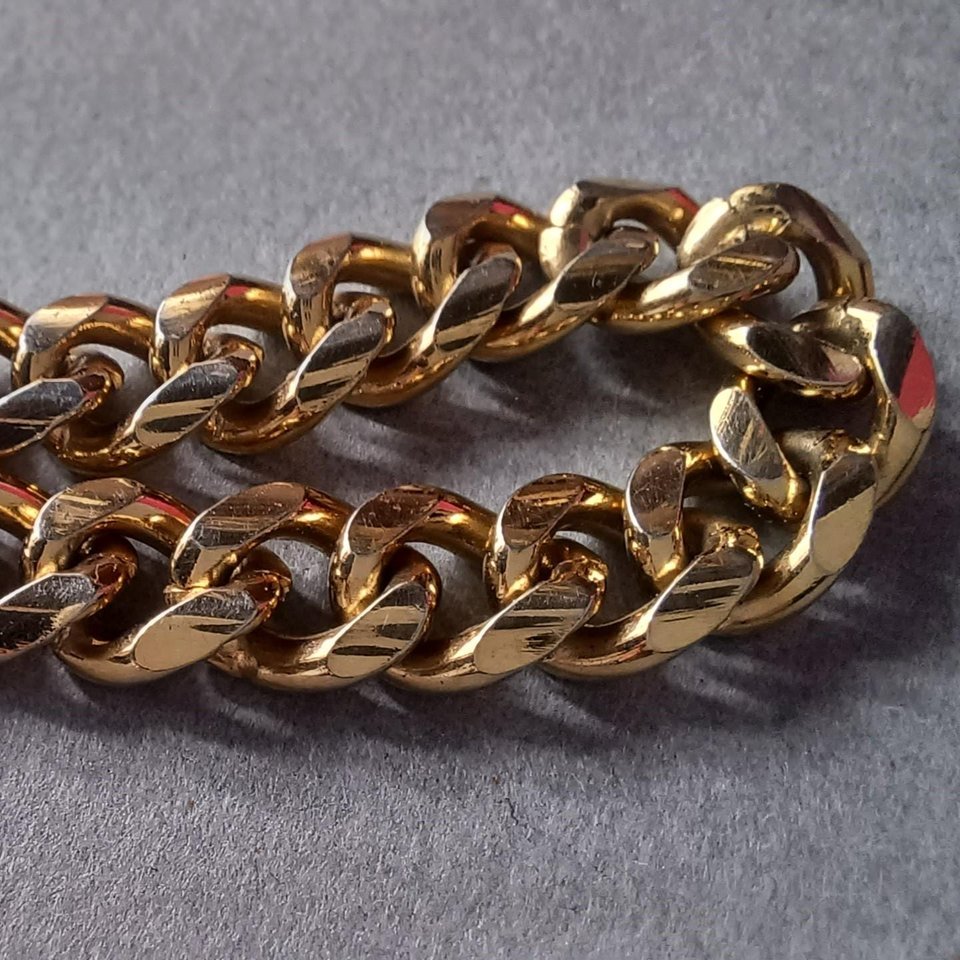 Vintage Shiny Gold Tone Speidel "Natalie" ID Curb Chain Engraved Bracelet