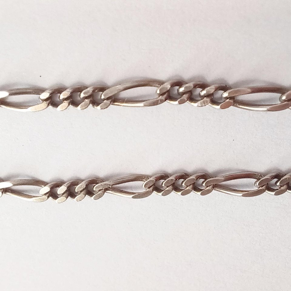 Vintage Sterling Silver 2.2mm Figaro Chain Bracelet for Women, Gift for Her