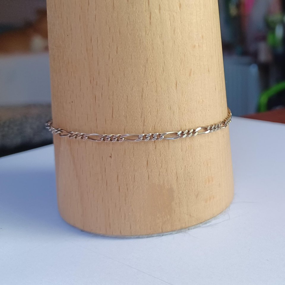 Vintage Sterling Silver 2.2mm Figaro Chain Bracelet for Women, Gift for Her
