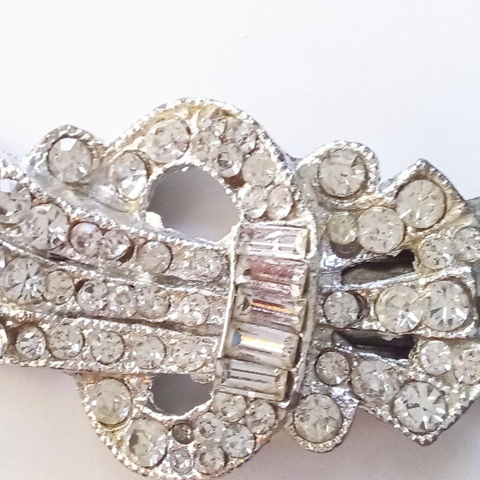 Stunning Vintage Double Strand Faux Pearls with Rhinestone Left Side Clasp Necklace, Made in Japan