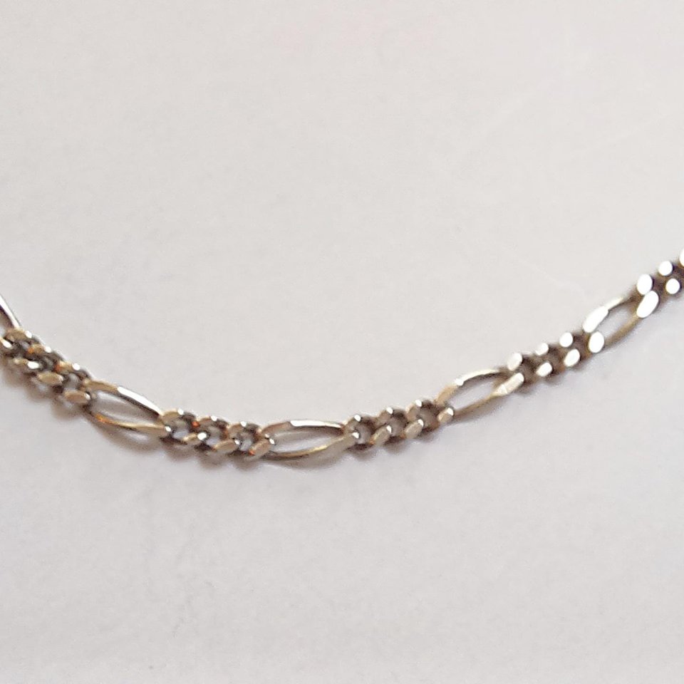 Vintage Sterling Silver 2.2mm Figaro Chain Bracelet for Women, Gift for Her